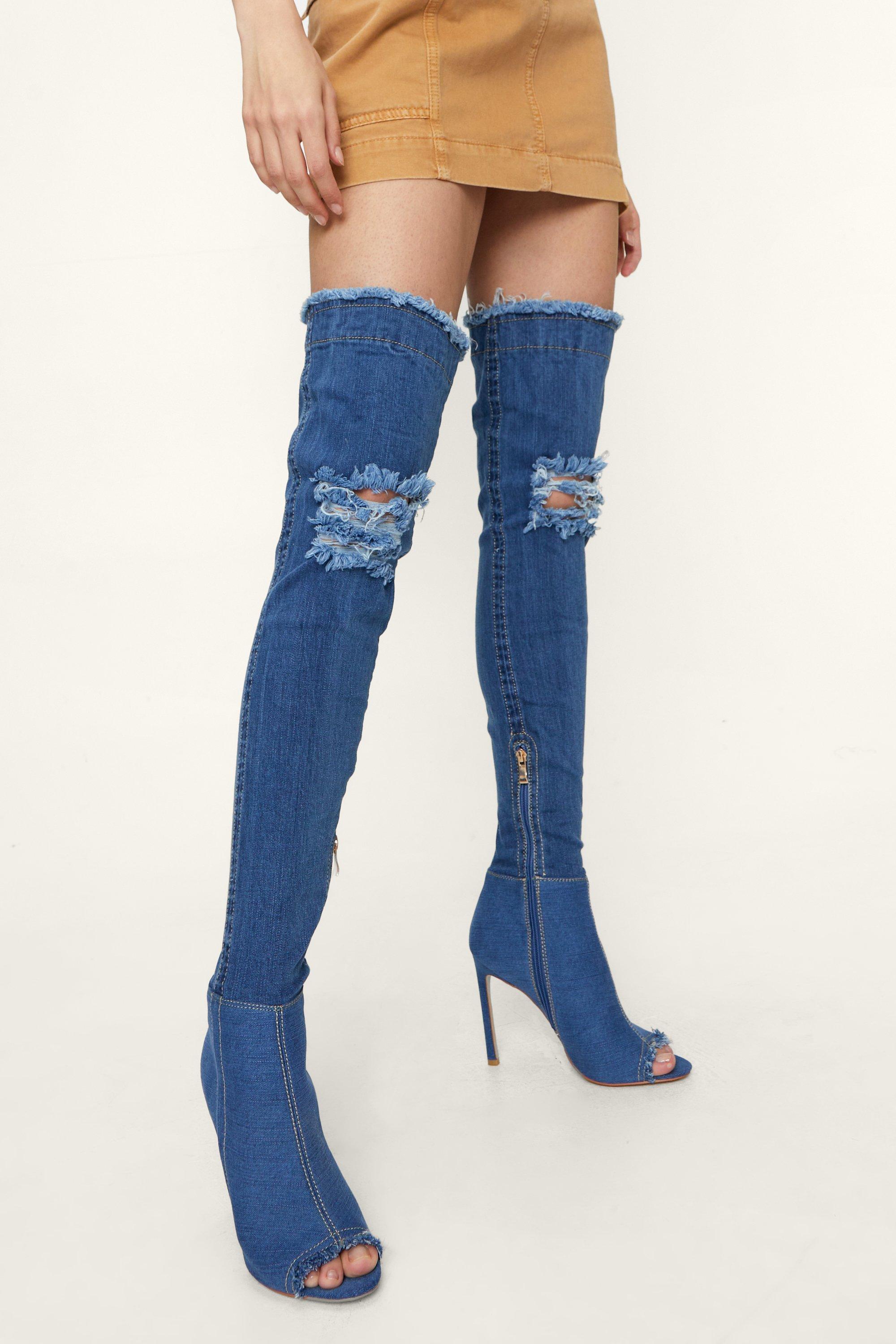 Open toe best sale over knee boots